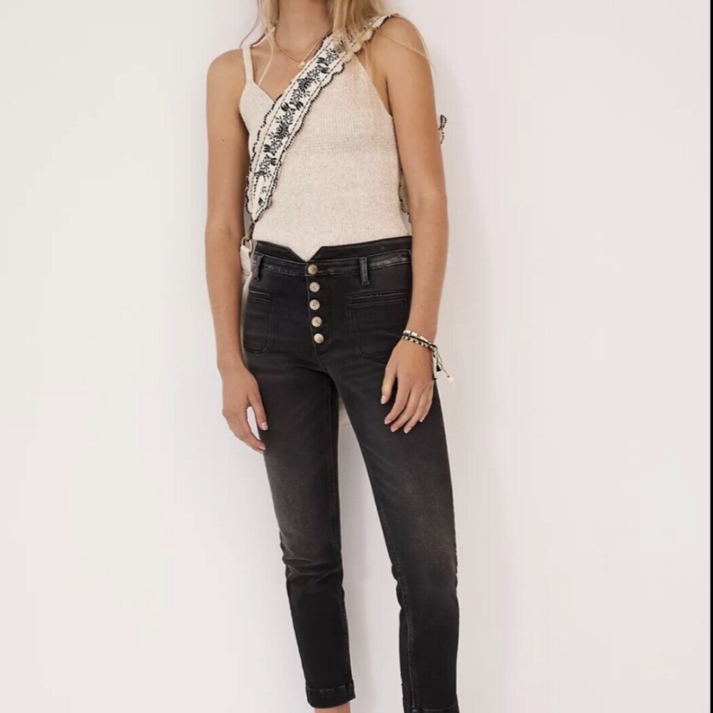 Anthropologie Jeans Pilcro High Rise Slim Leg Ankle Utility Black Jean, …